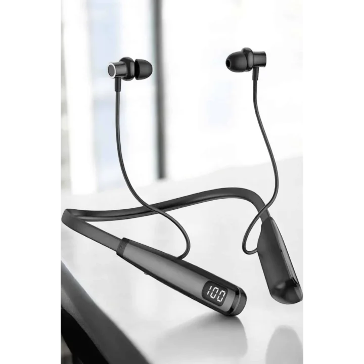 Mey İthalat® Boyun Bantlı Bluetooth Kulaklık Yüksek Ses Kaliteli 100 Saat Kulaklık