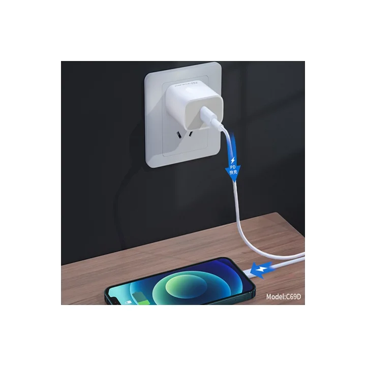 Mey İthalat®  C69D 20W + 1M 18W DC15 Type-C to Type-C Kablolu PD Şarj Cihazı