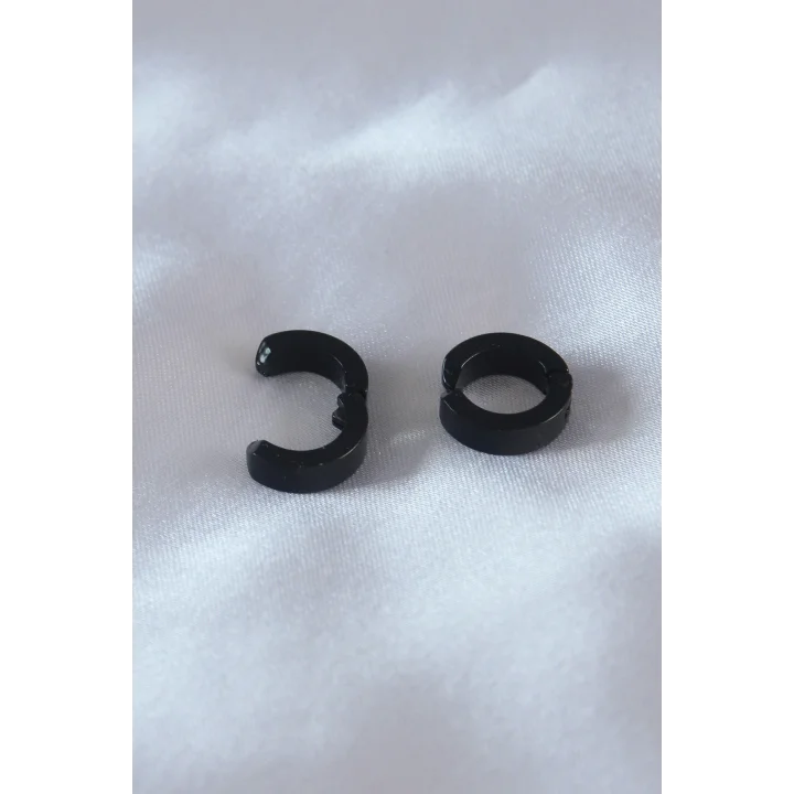 Mey İthalat® Çelik Siyah Renk Sıkıştırmalı Erkek Küpe