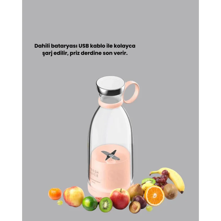 Mey İthalat® Çevre Dostu Cam Gövdeli Kablosuz Smoothie Blender