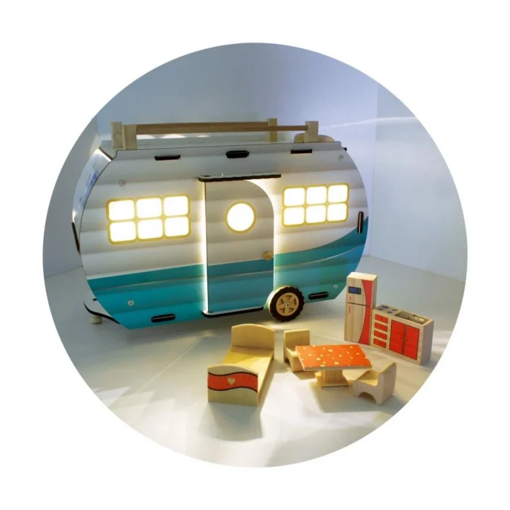 Mey İthalat® ÇG95 Ahşap Karavan Turkuaz -Okutan