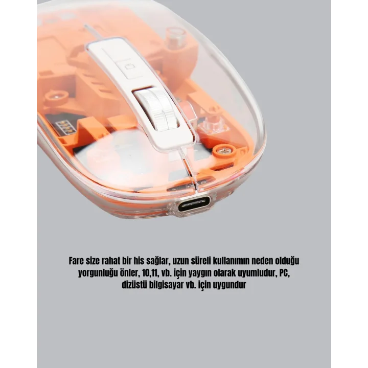 Mey İthalat® Çift Modlu Fare – USB Alıcılı ve Bluetooth Bağlantılı