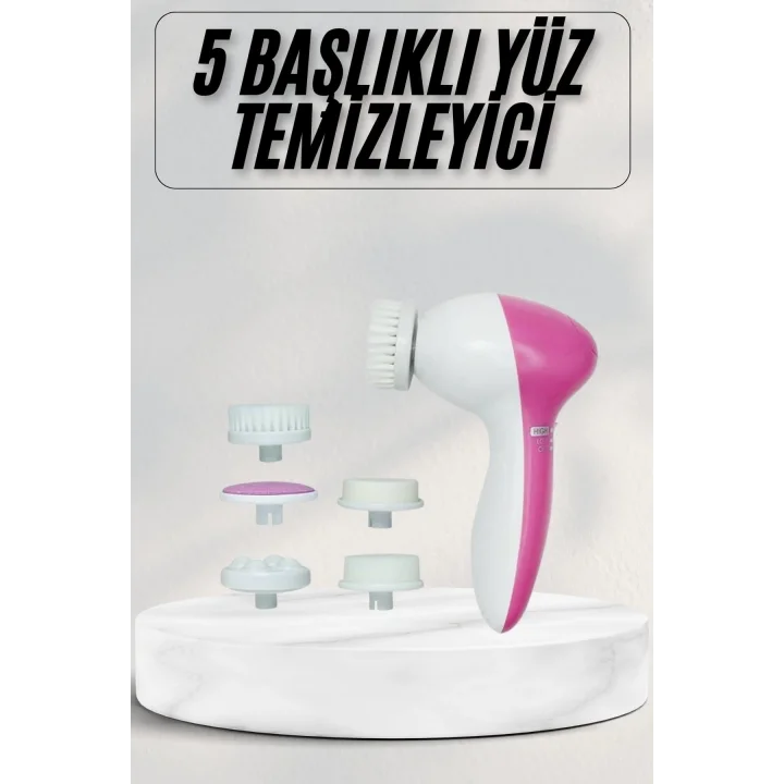 Mey İthalat® Cilt Temizleme ve Masaj Aleti 5 Başlıklı Akne ve Sivilce Önleyici