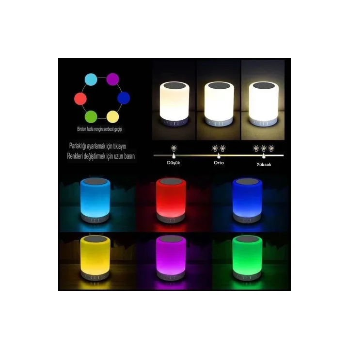 Mey İthalat®  CL-671 Şarjlı Dokunmatik Gece Lambalı Bluetooth Hoparlör