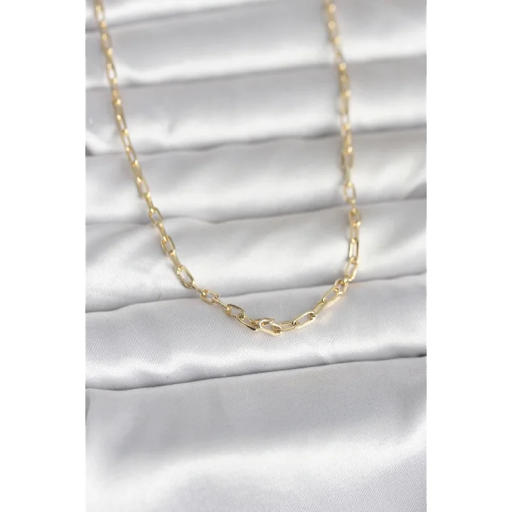 Mey İthalat® CM 14K Gold Renk Ataç Zincir Model 60 cm Kadın Kolye