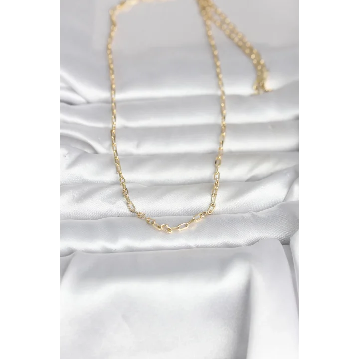 Mey İthalat® CM 14K Gold Renk Ataç Zincir Model 60 cm Kadın Kolye