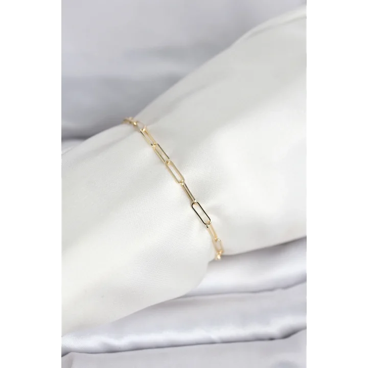 Mey İthalat® CM 14K Gold Renk Ataç Zincir Model Kadın Bileklik