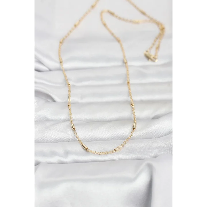Mey İthalat® CM 14K Gold Renk Bar Zincir Model 60 cm Kadın Kolye
