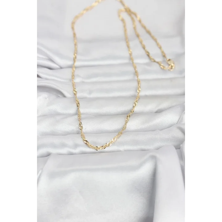 Mey İthalat® CM 14K Gold Renk Burgu Yassı Model 60 cm Kadın Kolye
