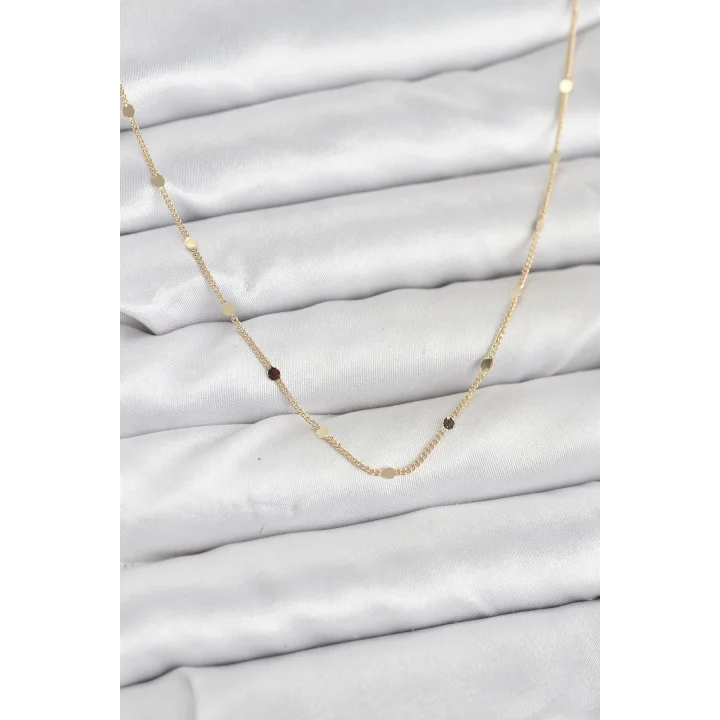 Mey İthalat® CM 14K Gold Renk Ezme Pul Model 60 cm Kadın Kolye