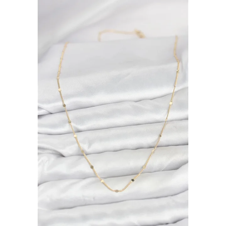 Mey İthalat® CM 14K Gold Renk Ezme Pul Model 60 cm Kadın Kolye