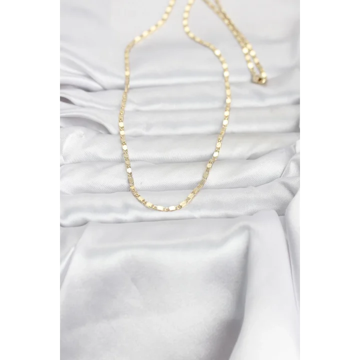 Mey İthalat® CM 14K Gold Renk Ezme Zincir 60 cm Kadın Kolye