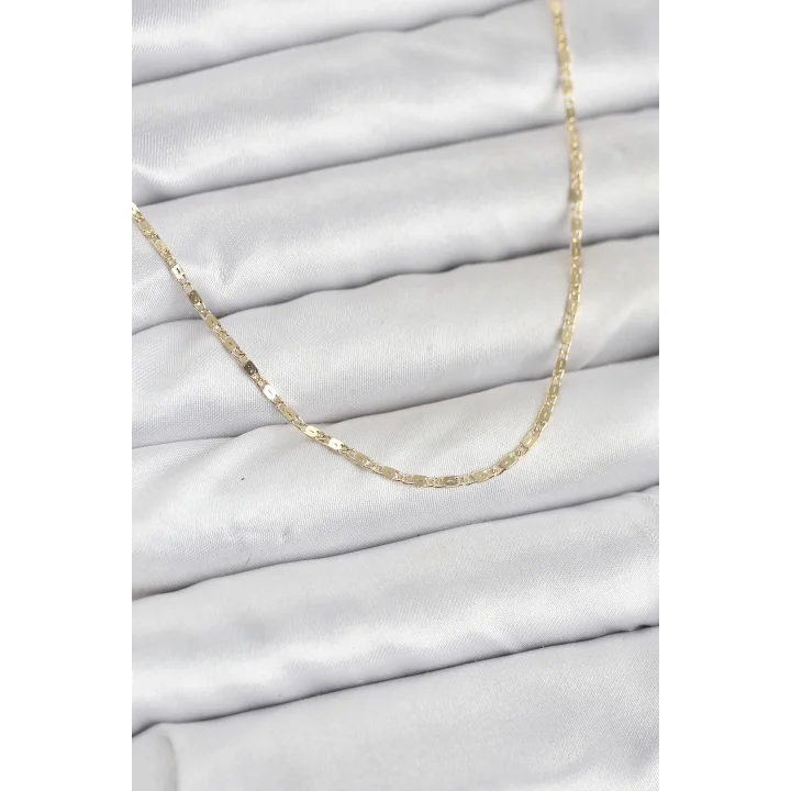 Mey İthalat® CM 14K Gold Renk Ezme Zincir Model 60 cm Kadın Kolye