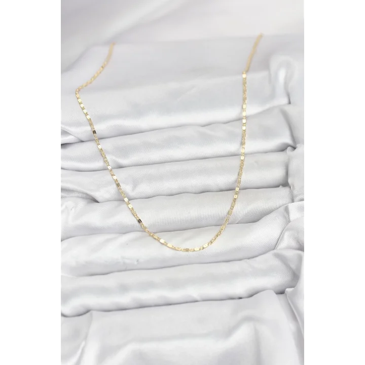 Mey İthalat® CM 14K Gold Renk Ezme Zincir Model 60 cm Kadın Kolye