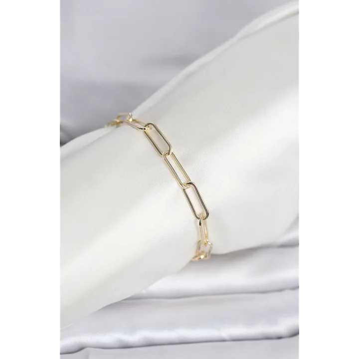 Mey İthalat® CM 14K Gold Renk Kalın Ataç Zincir Model Kadın Bileklik