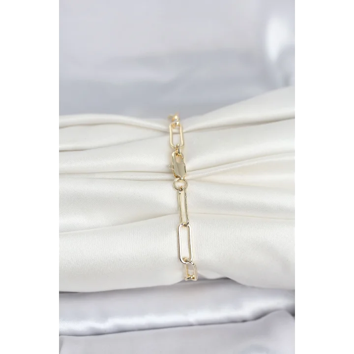 Mey İthalat® CM 14K Gold Renk Kalın Ataç Zincir Model Kadın Bileklik