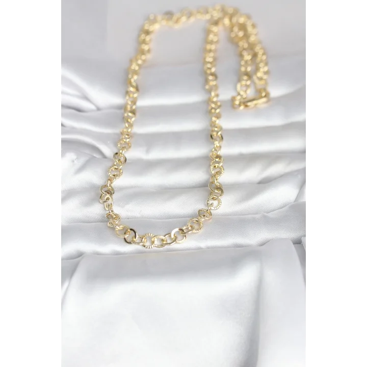 Mey İthalat® CM 14K Gold Renk Kalın Halka Zincirli 60 cm Kadın Kolye