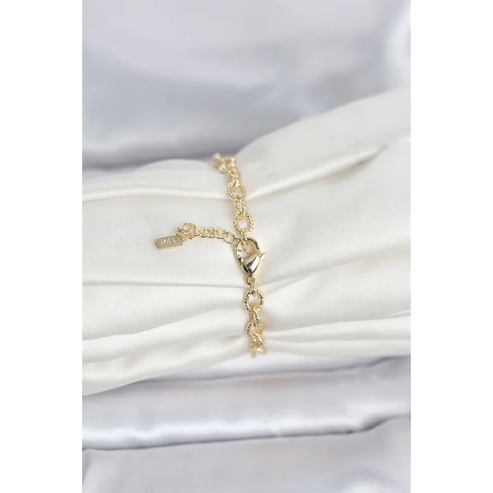 Mey İthalat® CM 14K Gold Renk Lazerli Halka Model Kadın Bileklik