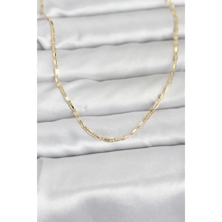 Mey İthalat® CM 14K Gold Renk Lazerli Zincir Model 60 cm Kadın Kolye