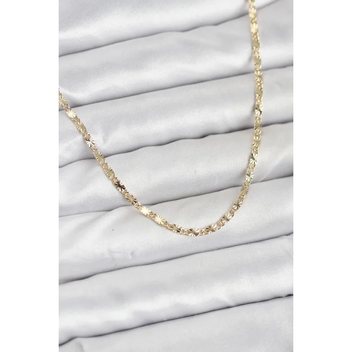 Mey İthalat® CM 14K Gold Renk Lazerli Zincir Model Kadın Kolye