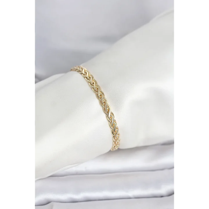 Mey İthalat® CM 14K Gold Renk Sarmal Zincir Model Kadın Bileklik