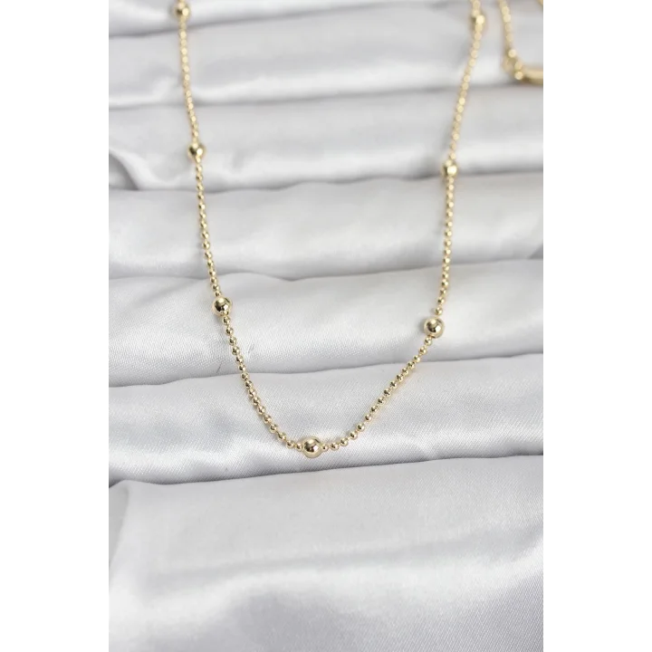Mey İthalat® CM 14K Gold Renk Top Zincir 60 cm Kadın Kolye