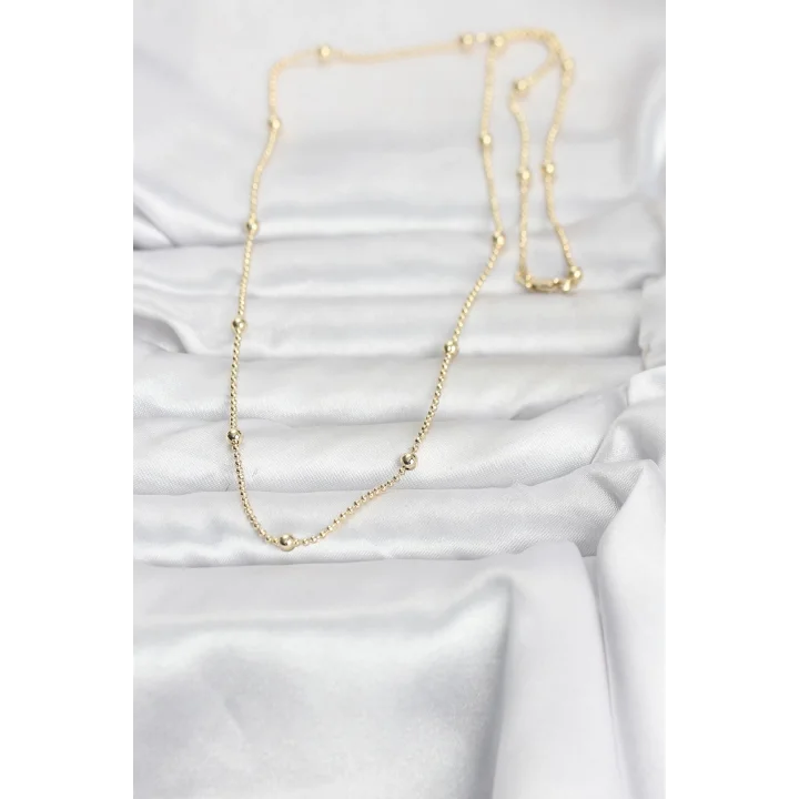 Mey İthalat® CM 14K Gold Renk Top Zincir 60 cm Kadın Kolye
