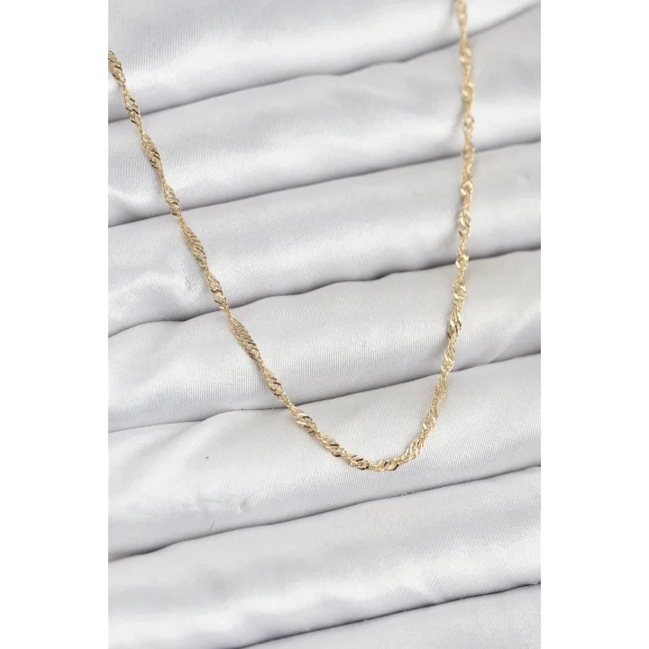 Mey İthalat® CM 14K Gold Renk Yassı Burgulu Model Kadın Kolye