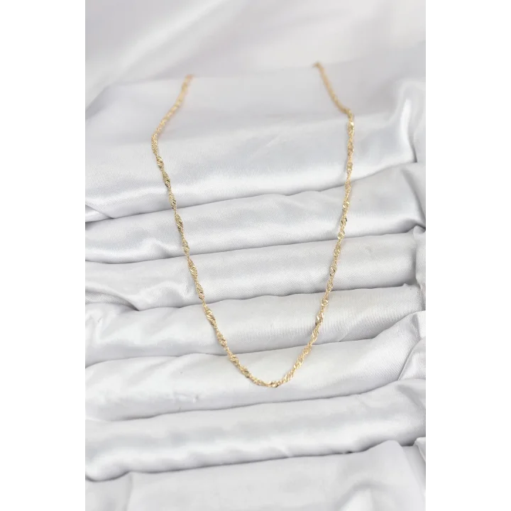 Mey İthalat® CM 14K Gold Renk Yassı Burgulu Model Kadın Kolye