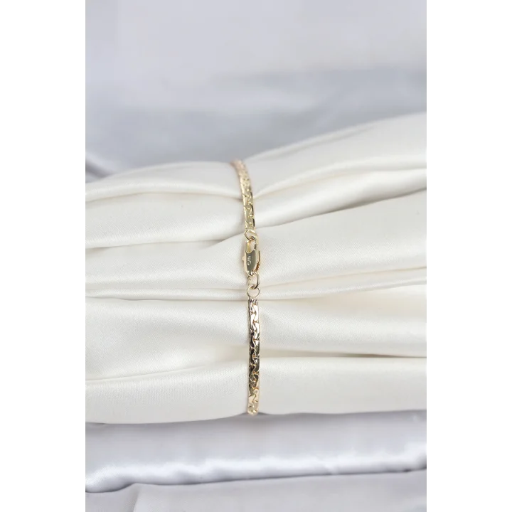 Mey İthalat® CM 14K Gold Renk Yassı Ezme Zincir Model Kadın Bileklik