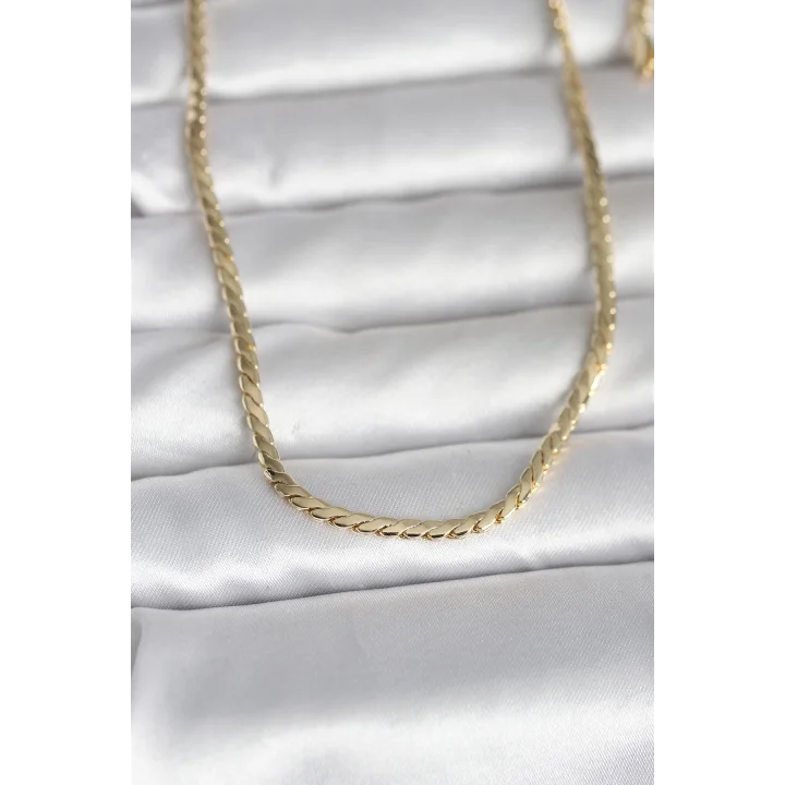 Mey İthalat® CM 14K Gold Renk Yassı Model 60 cm Kadın Kolye