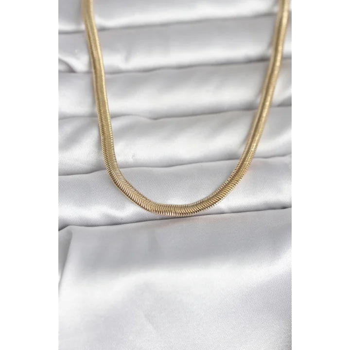 Mey İthalat® CM 14K Gold Renk Yassı Yılan Zincir Model 45 cm Kadın Kolye