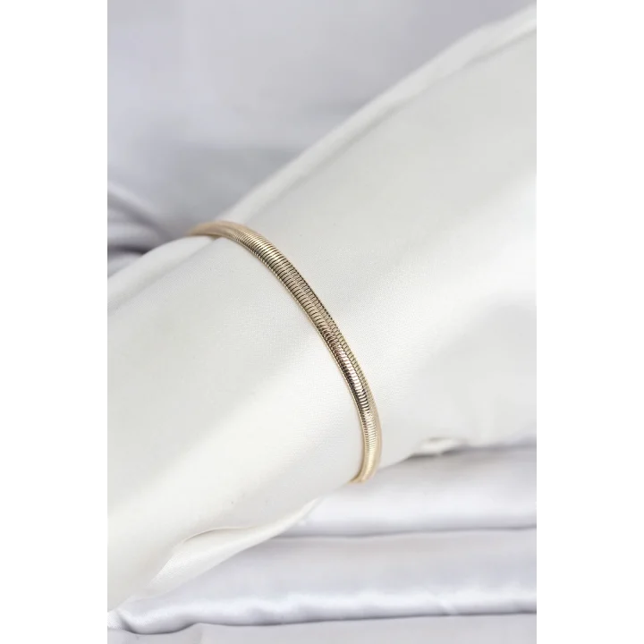 Mey İthalat® CM 14K Gold Renk Yassı Yılan Zincir Model Kadın Bileklik