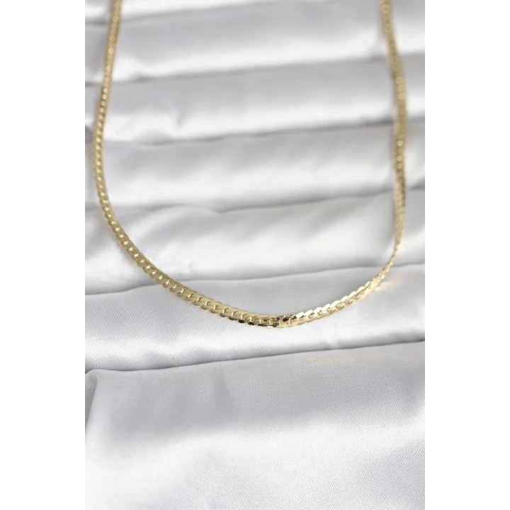 Mey İthalat® CM 14K Gold Renk Yassı Zincir Model 45 cm Kadın Kolye
