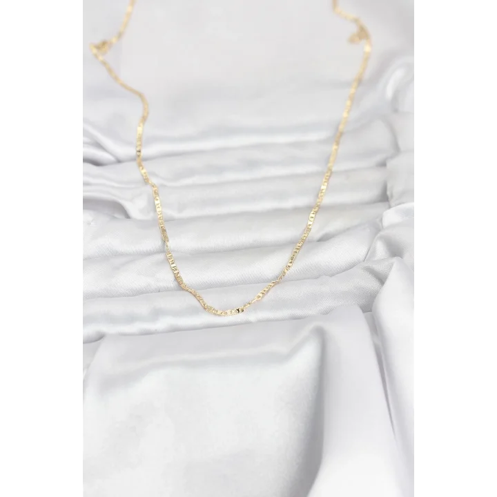 Mey İthalat® CM 14K Gold Renk Yassı Zincir Model 60 cm Kadın Kolye