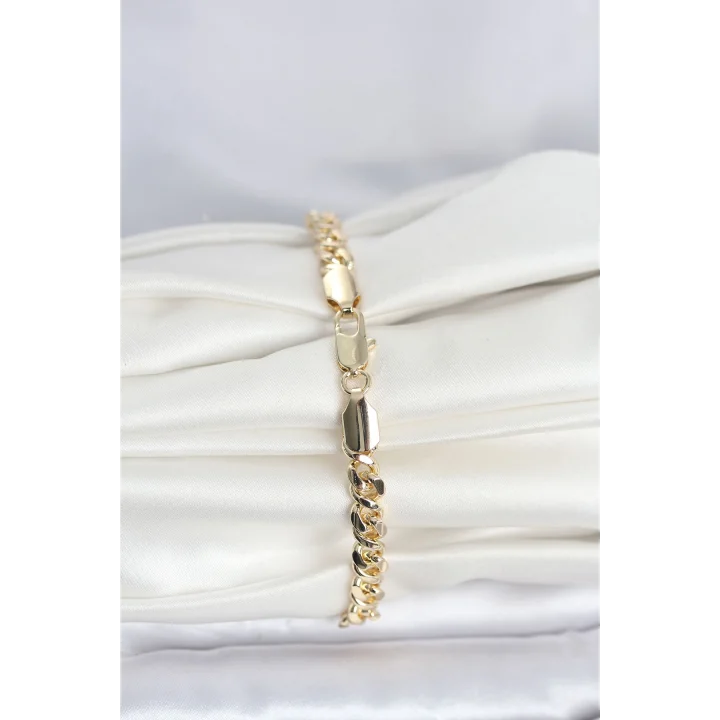 Mey İthalat® CM 14K Gold Renk Yassı Zincir Model Kadın Bileklik