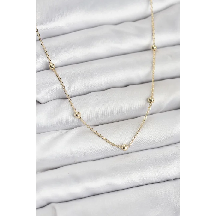 Mey İthalat® CM Gold Renk Top Zincirli Kadın Kolye