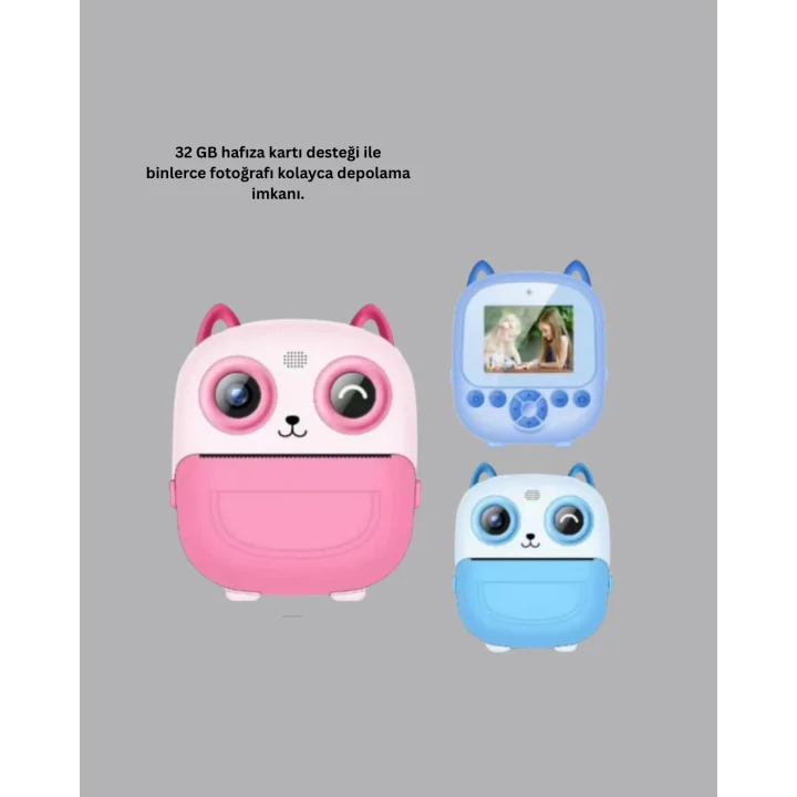 Mey İthalat® Çocuklar İçin Anında Baskı Dijital Kamera 48MP Full HD