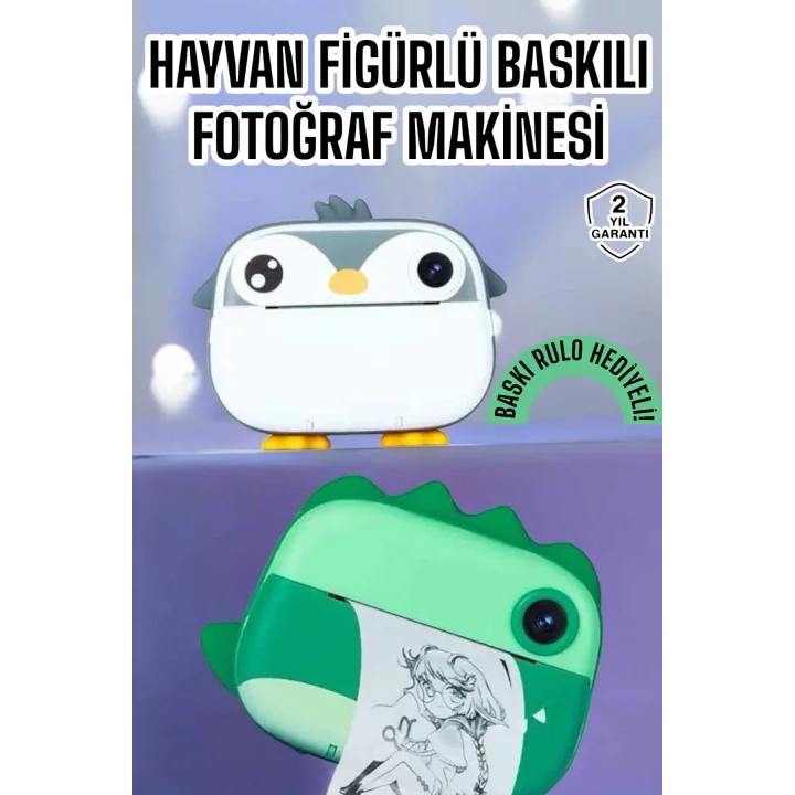 Mey İthalat® Çocuklar için Fotoğraf Makinesi Anlık Baskı Makinesi HD Görüntü Kalitesi