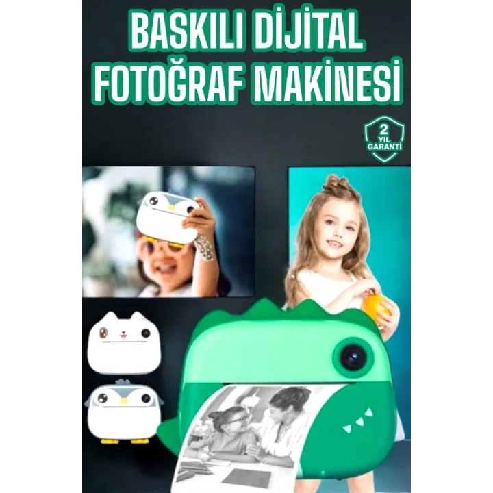 Mey İthalat® Çocuklar İçin Özel Fotoğraf Makinesi Printer Kamera Taşınabilir HD