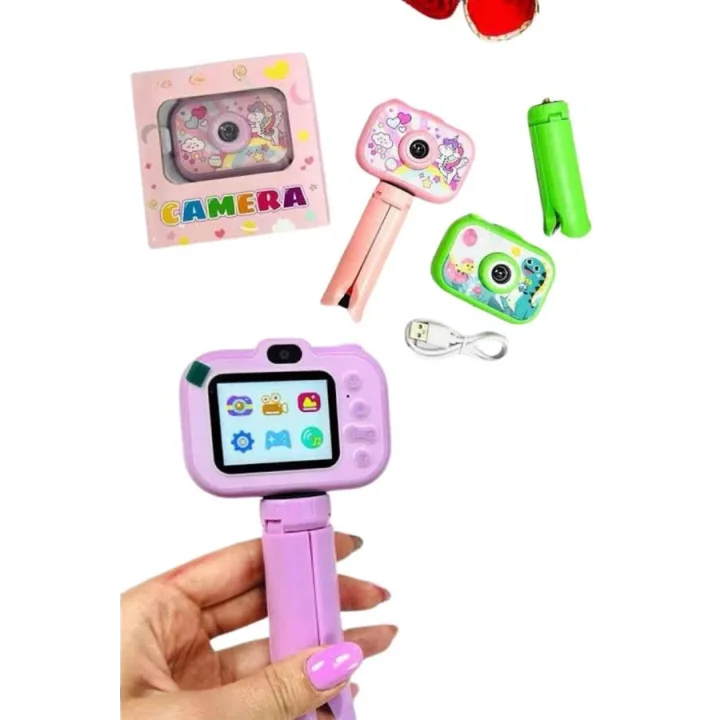 Mey İthalat® Çocuklara Özel Ayaklı Mini Fotoğraf Makinesi Dijital LCD Ekran
