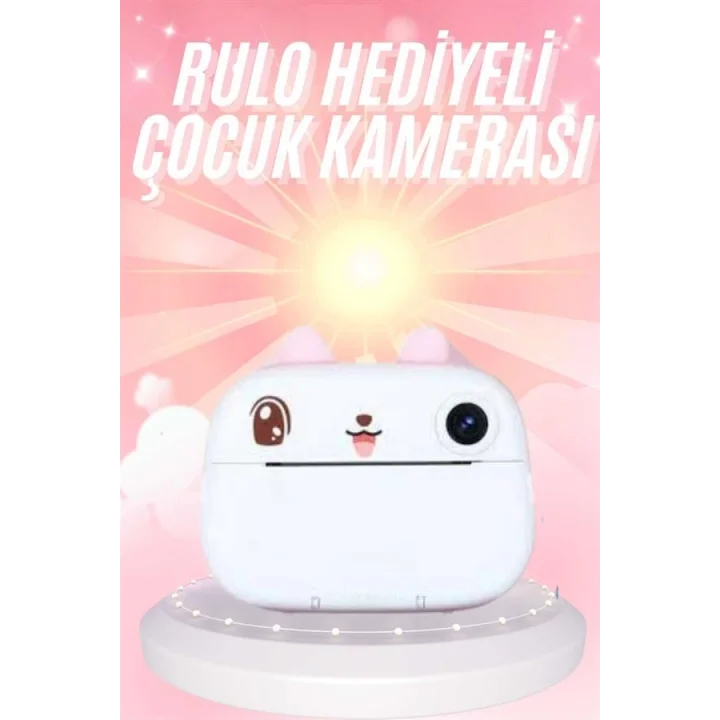 Mey İthalat® Çocuklara Özel Şirin Tasarımlı Mini Fotoğraf Yazıcısı 3 Adet Rulo Hediyeli