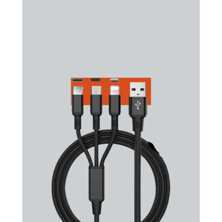 Mey İthalat® Çoklu USB Şarj Kablosu – 1,2m Hızlı Şarj, 3A Güçlü Akım