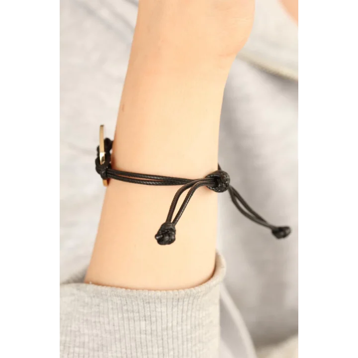 Mey İthalat® COOL (Havalı) Siyah Deri İpli Unisex Mood Bileklik