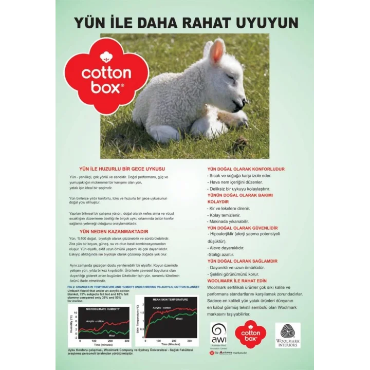 Mey İthalat®   Box Bebek Yün Yastık 35x45
