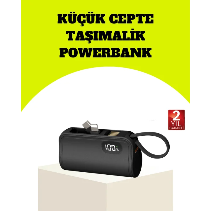Mey İthalat® Dahili Type-C Konektörlü Mini 2000mAh Powerbank