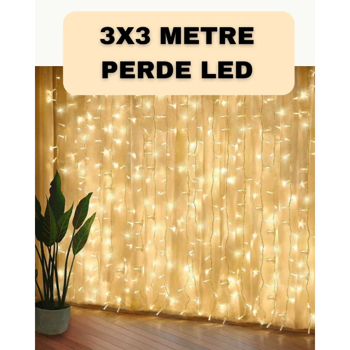 Mey İthalat® Dekoratif 3x3 LED Perde Işık Şelale Tasarım Enerji Tasarruflu