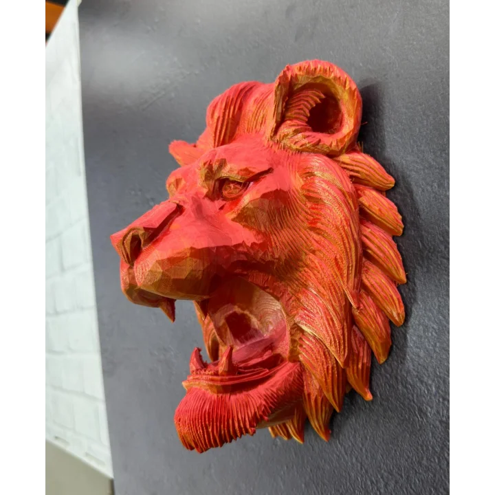 Mey İthalat® Dekoratif Asılabilir Aslan Başı 3D Duvar Heykeli Gold Red 20x21 cm