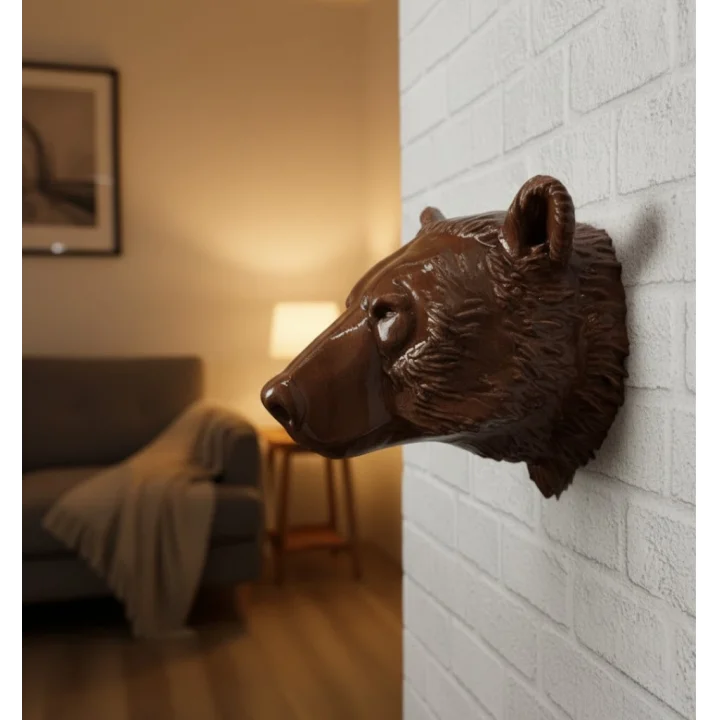 Mey İthalat® Dekoratif Ayı Duvar Heykeli Asılabilir Hediyelik 25x19 cm