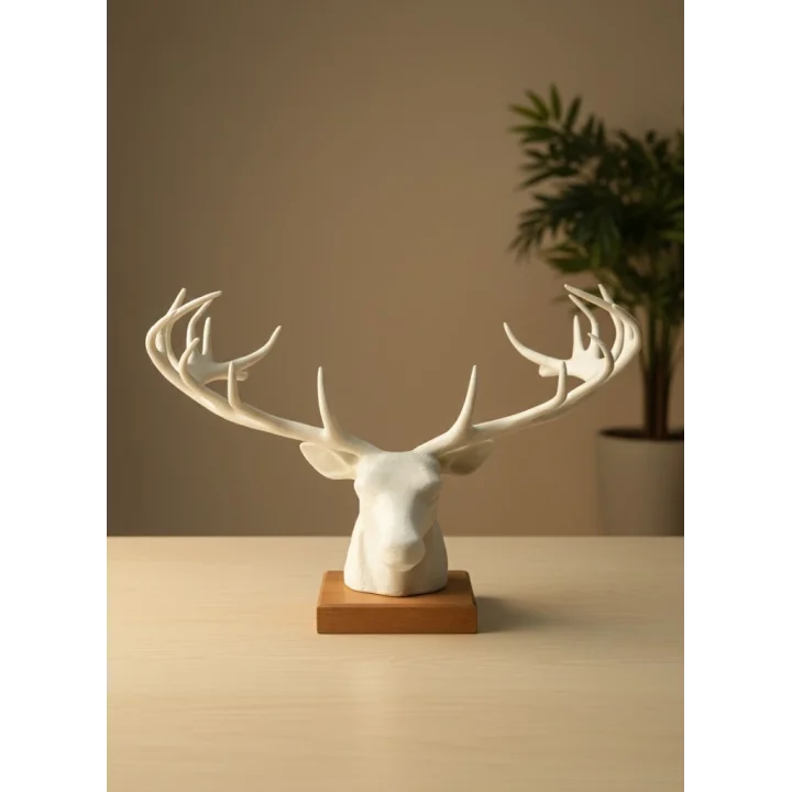 Mey İthalat® Dekoratif Geyik Başı Heykel 25 cm Modern Minimal Tasarım